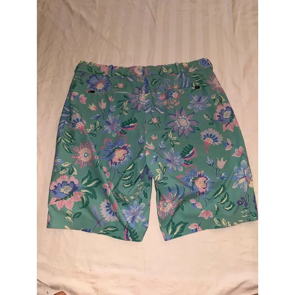 Polo Ralph Lauren Mens Shorts Green Blue Floral Lined Stretch Golf 10” Sz 34